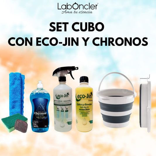 SET CUBO PLEGABLE+CHRONOS A ELEGIR+ECO-JIN Y DIFUSOR+BAYETA MICROF.+ESTROPAJO ESPONJA+JABONOSO